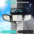Refletor Solar 2500 lm 3 Cabeças c/ Sensor & Controle | TriRay™