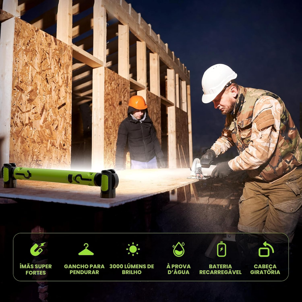 Luz de Trabalho Magnética 3000 lm, 5200 mAh, USB-C | MagniBar™